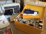 Sewing machine, notions etc. dress patterns (not shown)