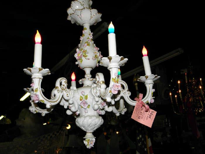 Capo De Monte fine porcelain floral chandelier!!
