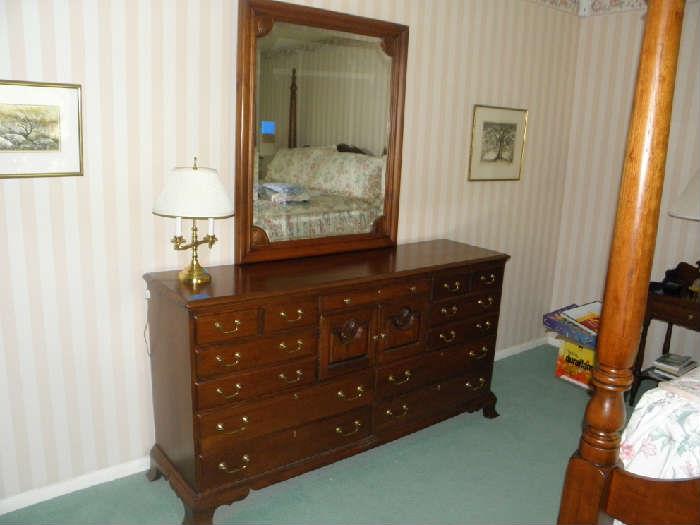 Pennsylvania House Cherry Wood dresser with beveled mirror.