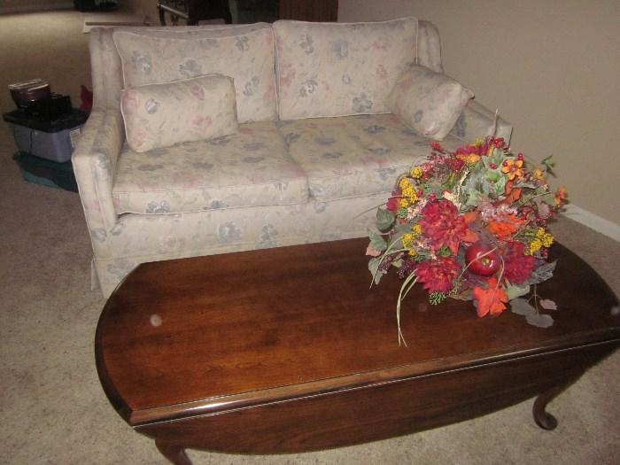 Loveseat, coffee table with drop leaf