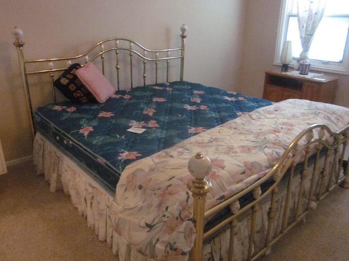 King size brass bed and mattresses