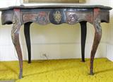19th Century French Center Table (Engraved Brass & Tortoiseshell Inlay)