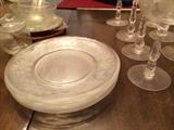 Etched-glass luncheon plates