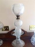 Antique crystal oil lamp, stunning