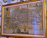 Antique framed Dutch map of Netherlands, engraving by Braun & Hogenberg