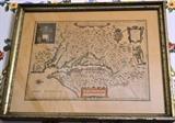 Framed map after 1630 map of Virginia & Chesapeake Bay by H.Hondius