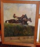 Oil on Canvas of Horse scene by A.Haris