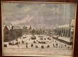 German engraving, mid 19th century, city of Frankfurt, 1835 in period frame