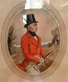 Framed colored hunt print - some discoloration