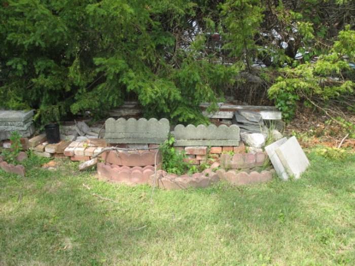 outdoor garden  edging and bricks