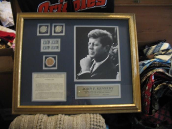 Kennedy framed inaugural memorabilia