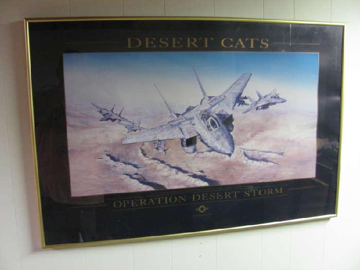 Desert cats war poster framed