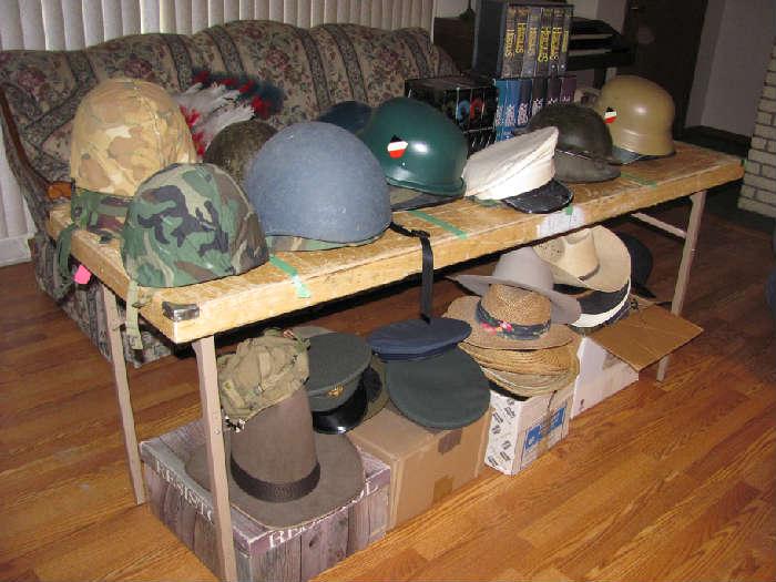 Extensive hat and helmet collection