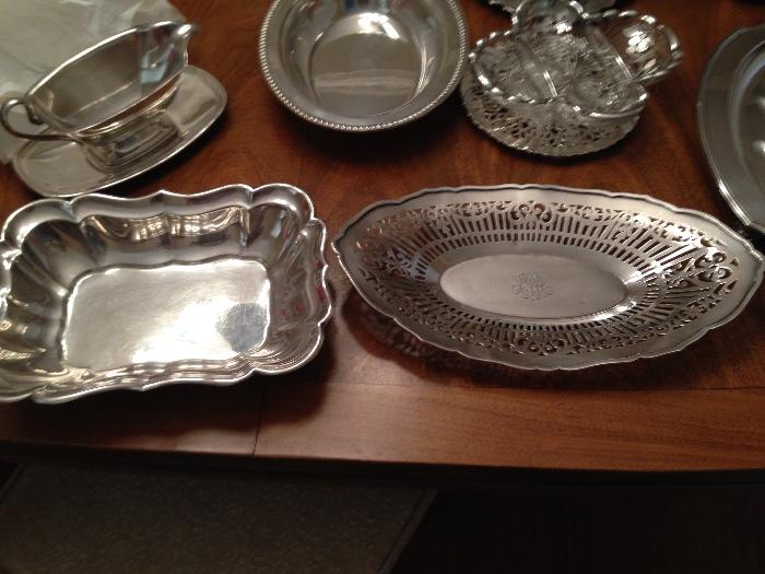 sterling and silver plate serving pieces