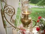 Bradley & Hubbard ornate brass bracket lamp (one of two...priced as a pair).  Note: they have been electrified