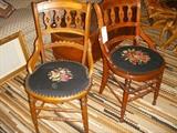 Victorian walnut chairs with needlepoint seats