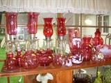 Some of the selection of cranberry glass...assorted ages and makers