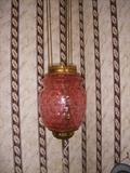 Hanging cranberry hall light, Ca. 1890