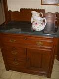 Oak commode with faux (painted) marble top