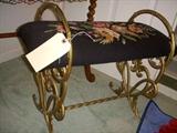 Cast iron and needlepoint bench