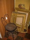 Child's ice cream chair; Gilt frames