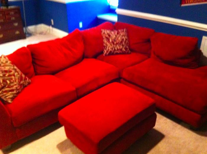 Red sectional, perfect for back to school