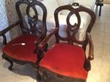 brick red velvet side chairs