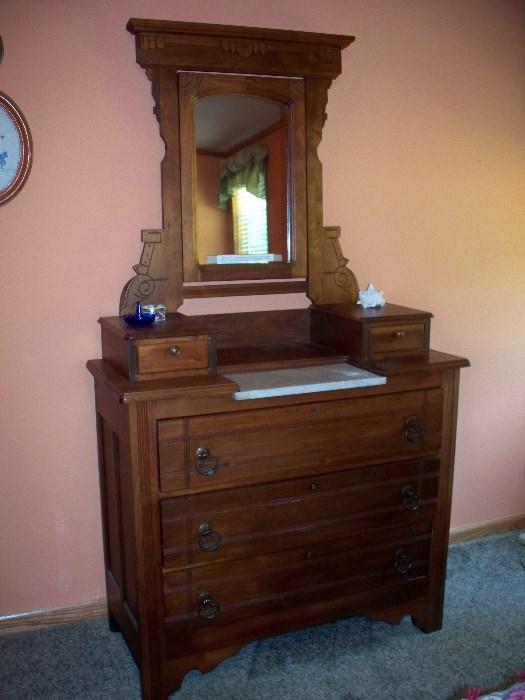 Eastlake Marble top Dresser with Mirror