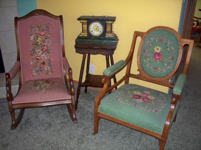 Needlepoint Chairs, done by a Relative of George Washington