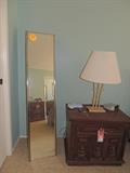Standing Mirror, One of two Night stands w/ Lamps