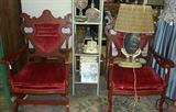 Pair of chairs & neat hands table lamp