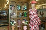 Mannequin, plate rack, plates, vases, etc...