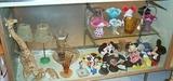 Glassware, Mickey Mouse items, lamps and showcase.