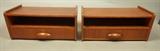 Lot 62  -  Pair Small Danish Teak Wall Shelves.  One top with one drawer.  Wood pulls.-- Dimensions:  H: 7 inches: W: 14.5 inches: D: 8 inches --- 