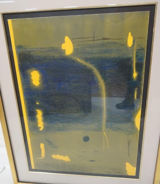 Lot 64  -  Carolyn Emole Large Lithograph Print.  Abstract.  Nicely framed 4" deep.  signed.-- Dimensions:  Image Size: H: 39 inches: W: 29 inches --- 