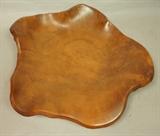 Lot 67  -  Large Willi Hugler Freeform Wood Bowl.  Thick walled.  Signed and made in Switzerland.-- Dimensions:  H: 4 inches: W: 20.5 inches: D: 19 inches --- 