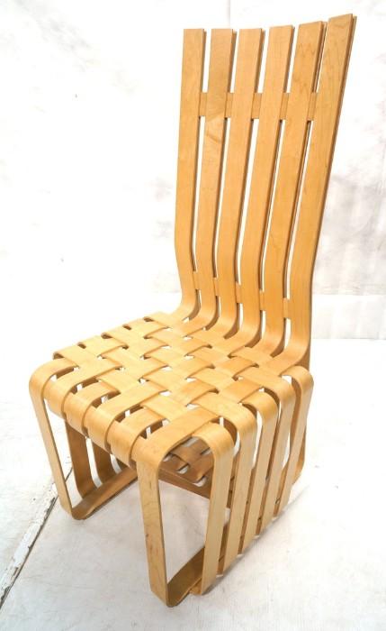 Lot 73  -  Frank Gehry Knoll Tall Back Chair. #156 Branded 1992 USA.  No longer in production.-- Dimensions:  H: 43 inches: W: 20.5 inches: D: 23 inches --- 