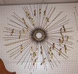 Lot 83  -  Large Modernist Wall Sculpture.  Sunburst with Birds.-- Dimensions:   --- 