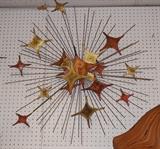 Lot 85  -  Modernist Sunburst wall Sculpture. Mixed metal.  Marked B H Ablori???-- Dimensions:   --- 