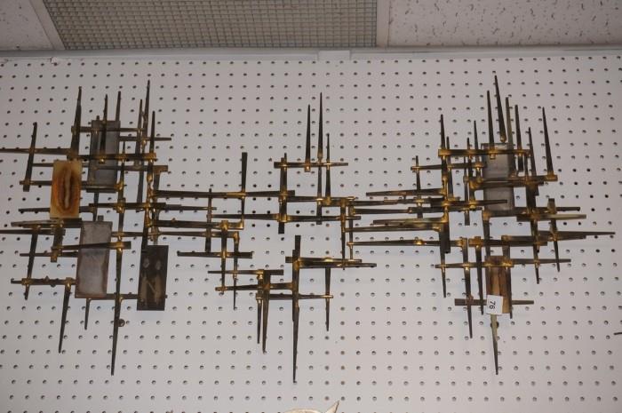 Lot 86  -  Brutalist Nail Art Wall Sculpture with Metal Panels.-- Dimensions:   --- 