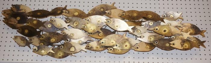 Lot 87  -  C. Jere Wall Sculpture.  School of Fish.  Signed & dated 92.-- Dimensions:   --- 