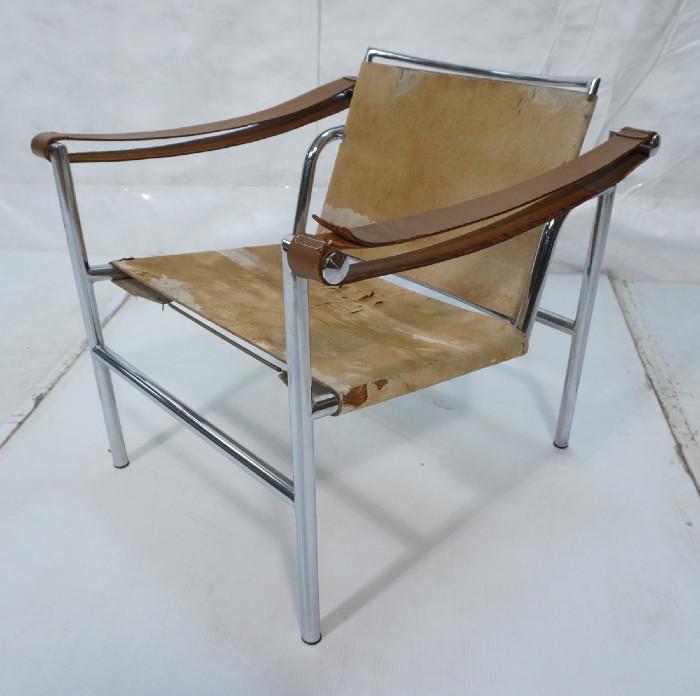 Lot 88  -  Le Corbusier for Stendig. Lounge Chair.  Tubular chrome frame.  Tilting back.-- Dimensions:  H: 25.5 inches: W: 25 inches: D: 26 inches --- 