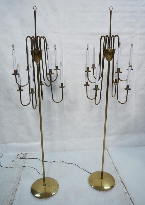 Lot 103  -  Pair Parzinger Style Floor Lamps.  Multi Arm.-- Dimensions:  H: 73 inches: W: 19.25 inches --- 