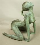 Lot 109  -  Nude bronze Sculpture.  Female Nude.  Unmarked.  Green Patination.-- Dimensions:  H: 14.5 inches: W: 10.5 inches: D: 17 inches --- 