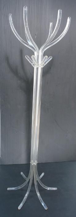 Lot 115  -  70's Lucite Acrylic Trod form Coat Hat Rack.  Flared base.-- Dimensions:  H: 73 inches: W: 25 inches --- 