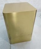 Lot 119  -  Heavy Brushed Brass Pedestal Table.  Rounded edges.-- Dimensions:  H: 29 inches: W: 20 inches: D: 20 inches --- 