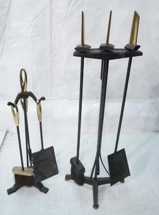 Lot 122  -  Donald Deskey Fireplace tools and Brass and Iron.  Comes with another set with brass Loop tops. -- Dimensions:  H: 33.5 inches: W: 13 inches: D: 7 inches --- 