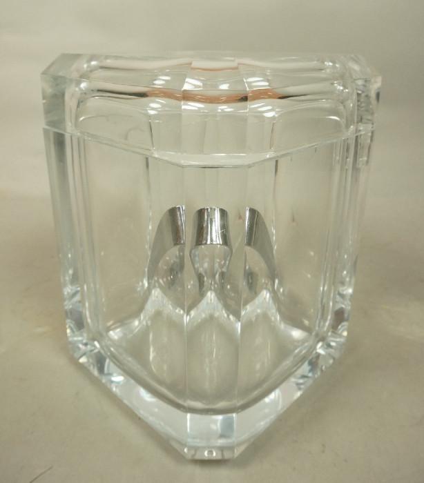 Lot 129  -  Lucite Acrylic Ice Bucket.  Lift Top.-- Dimensions:  H: 9 inches: W: 6.5 inches ---  <br><br>US Shipping charge:</b>  $35