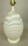 Lot 133  -  White Murano Glass Table Lamp.  Feather design.  Painted base.-- Dimensions:  H: 31 inches: W: 10 inches --- 