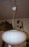 Lot 141  -  Murano Art Glass Hanging Pendant Lamp Chandelier. White feather design. Not marked-- Dimensions:  H: 12 inches: W: 17 inches --- 